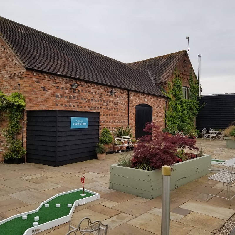 setup and ready to play crazy golf.Hire Crazy golf at Curradine Barns
